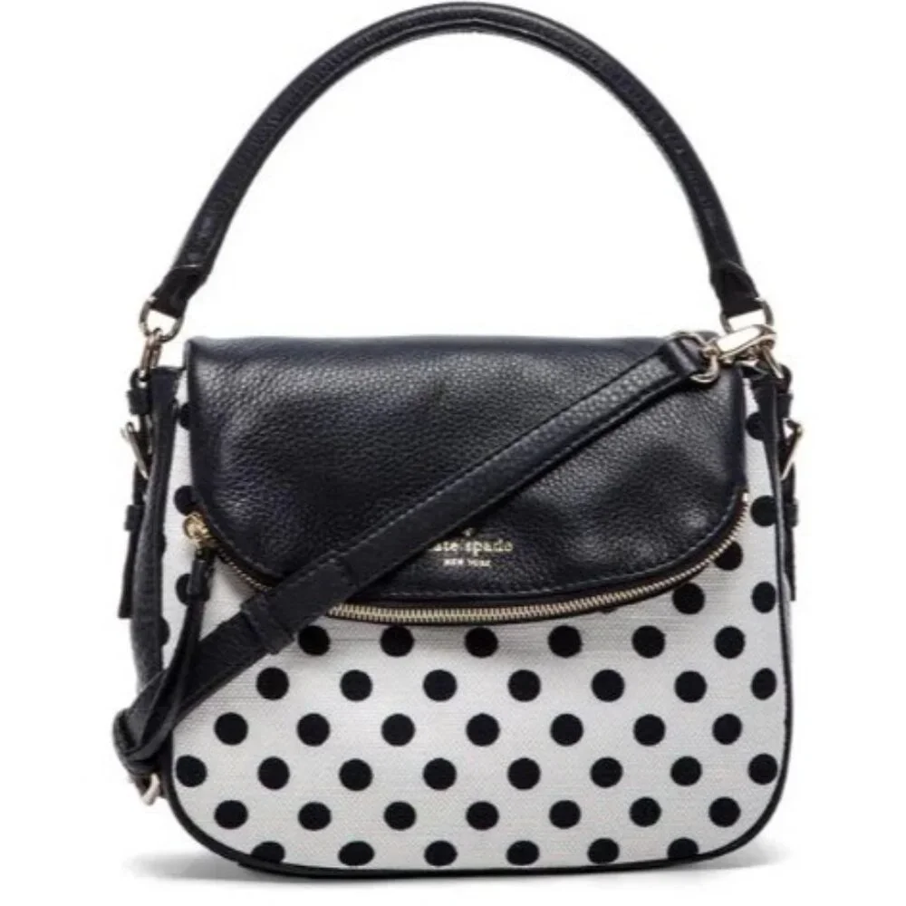 Kate Spade Navy‎ Leather & Polka Dot Canvas Crossbody Bag